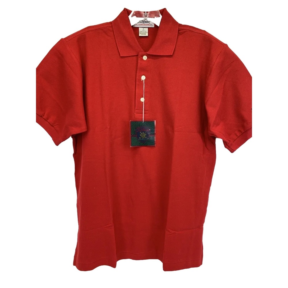 Titleist by Corbin Mens Sz Small Red 100% Cotton Knit Golf Polo Shirt (F35) NWTs